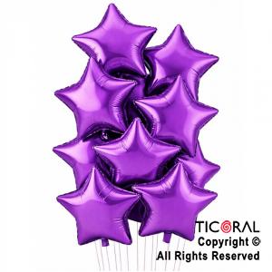 SET DE GLOBOS METALIZADOS ESTRELLA VIOLETA x 10 UNIDADES